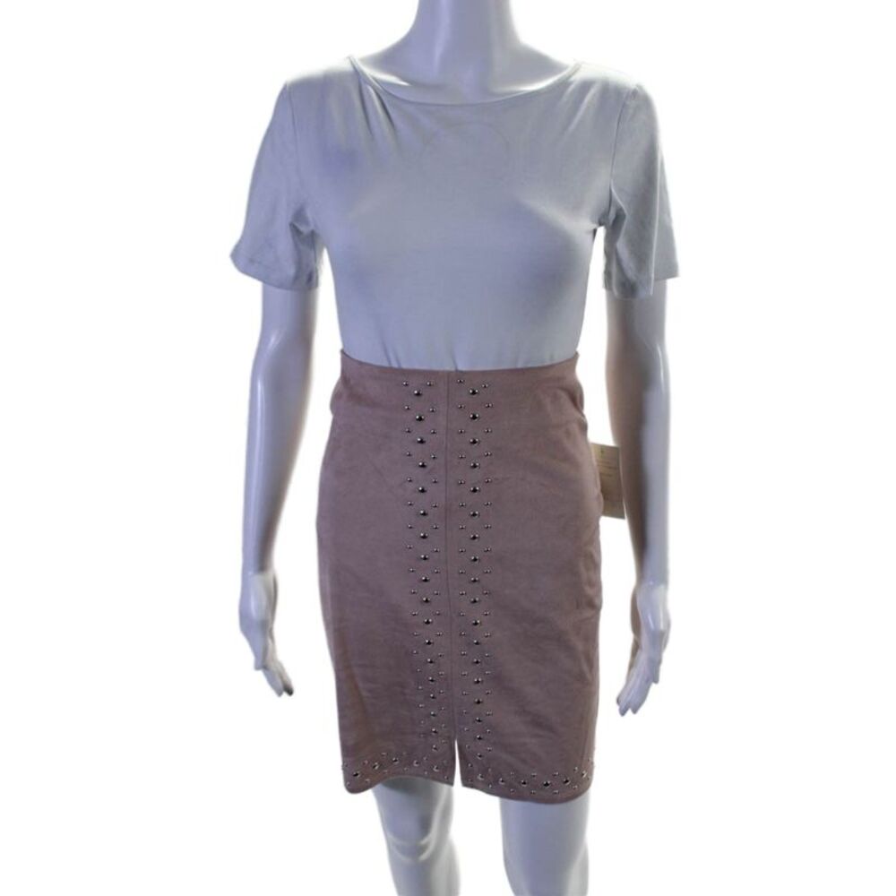 Evolution Womens Geometric Zipped Slip-on Pencil Skirt Blush Pink Size M